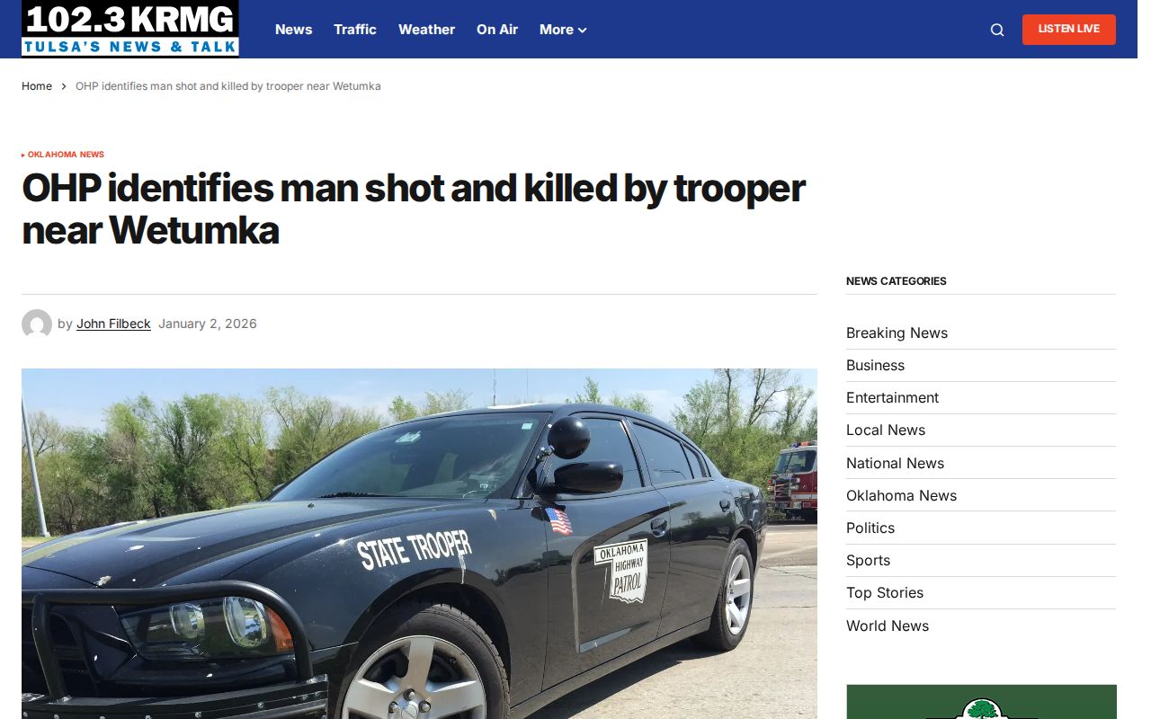 Okfuskee County Jail documented Hughes custody and release route
